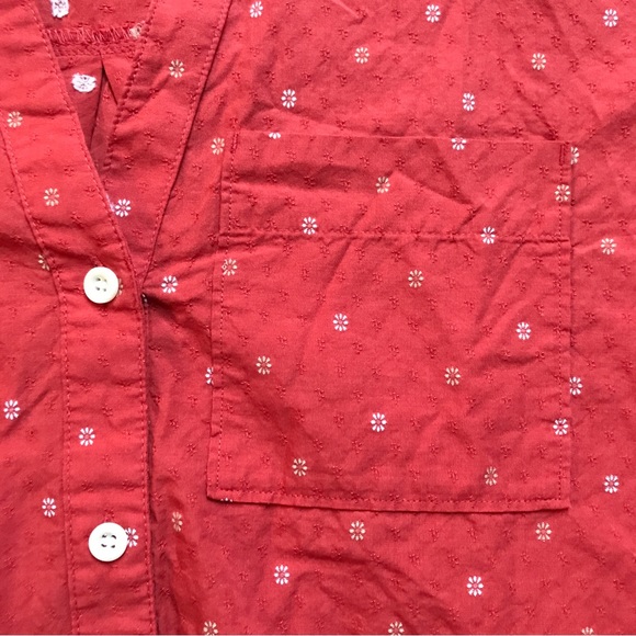 Madewell Orange White Embroidered Short Sleeve Button Down Top, EUC, S - Picture 3 of 12
